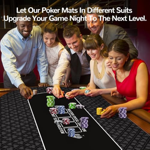 70 x 35 Inch Poker Mat for Table, Texas Hold'em Poker Table Top Mat with Carrying Bag, Waterproof Anti-Slip Rubber Blackjack Mat for Home Game Nights Up to 8 Players - color: 70 X 35 Inch Oval Black