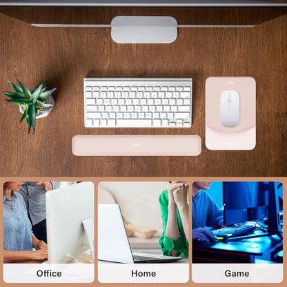 MOSISO Wrist Rest Support Mouse Pad & Keyboard Set, Apricot | Rectangular Ergonomic Mousepad, Non-Slip Base, Home/Office Pain Relief & Easy Typing, Neoprene Cloth & Raised Silicone Lining - color: Apricot