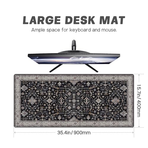 Baziabbo Black Desk Mat,XXL Extended Large Mouse Pad,Gaming Mousepad with Stitched Edge,Non-Slip Rubber Base Keyboard Desk Pad for Home Office Study Game (Black) - color: Black