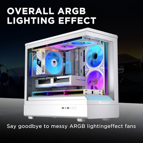 Interstellar V2 120mm PC Reverse Blade Case Fan Infinity Mirror Module Daisy-Chain ARGB Fan Triple Pack with Controller Suitable for Computer Case & 360mm AIO Cooler(White-3pack) - color: V2 White Reverse-3Pack