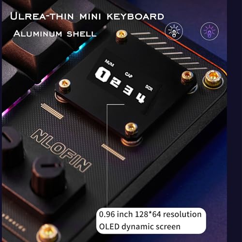 Double Knob Custom Macro Pad Programmable Designer Mini Keyboard 16 Keys with Screen (Black,KB16) - color: Black, size: 16-Key