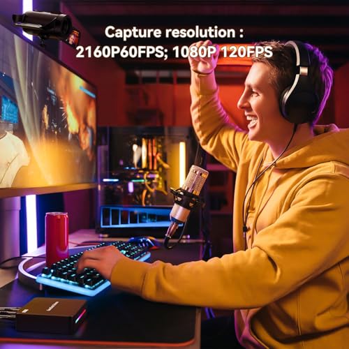Game Capture Card, HDMI to USB 3.0, 4K 60FPS and 1080p 240FPS Video Recording Device, Compatible with Windows, Mac, and Linux, Ideal for Streaming, Gaming, and Video Conferencing