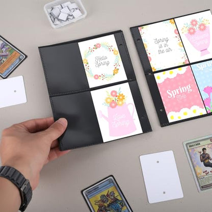 25 Pack 200 Pockets Card Sheets for Binder, PVC Binder Card Sleeves Black Background Trading Card Binder Sleeves Baseball Cards Protectors for Game Cards Photocard