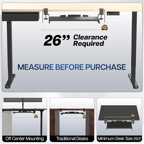 VIVO Small Keyboard Tray, Under Desk Pull Out with Extra Sturdy C Clamp Mount System, 20 Inches (26 Inches Including The Clamps) x 11 Inches Slide-Out Platform Computer Drawer for Typing, Black, | Keyboard Tray for Typing, Slide Out Platform, Extra Sturdy