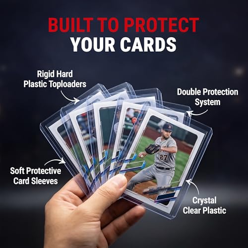 Ultra Pro Toploaders and Card Sleeves Bundle – 3" x 4" Clear Regular Toploaders & Soft Penny Sleeves for Standard Size Cards – Hard Plastic Card Protectors for Collectible Trading Cards – 100 Pack