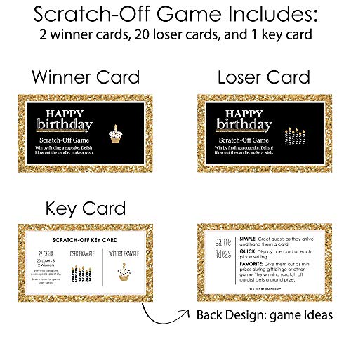 Big Dot of Happiness Adult Happy Birthday - Gold - Birthday Party Game Scratch Off Cards - 22 Count (Pack of 2) - size: Led Anti-Stress 867 (Pack of 2)