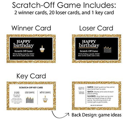 Big Dot of Happiness Adult Happy Birthday - Gold - Birthday Party Game Scratch Off Cards - 22 Count (Pack of 2) - size: Led Anti-Stress 867 (Pack of 2)