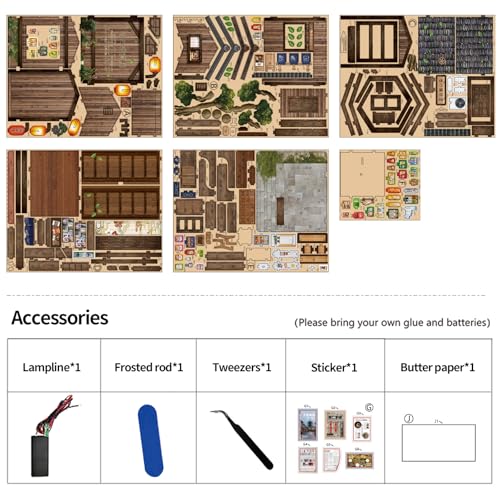 Book Nook Kit DIY Miniature Dollhouse, Japanese Grocery Store Style | 3D Wooden Puzzle, Bookend Decor, LED Light, Birthday Christmas Gift - style: Kasuga