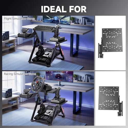 GTPLAYER Flight Racing Simulation Stand Foldable Gaming Stand Compatible with Logitech/Thrustmaster/PXN Gaming Devices Adjustable Stable Simulator Cockpit Stand, Electronic Device Not Included, Black - color: Black Flight Stand