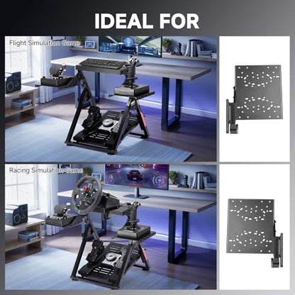 GTPLAYER Flight Racing Simulation Stand Foldable Gaming Stand Compatible with Logitech/Thrustmaster/PXN Gaming Devices Adjustable Stable Simulator Cockpit Stand, Electronic Device Not Included, Black - color: Black Flight Stand