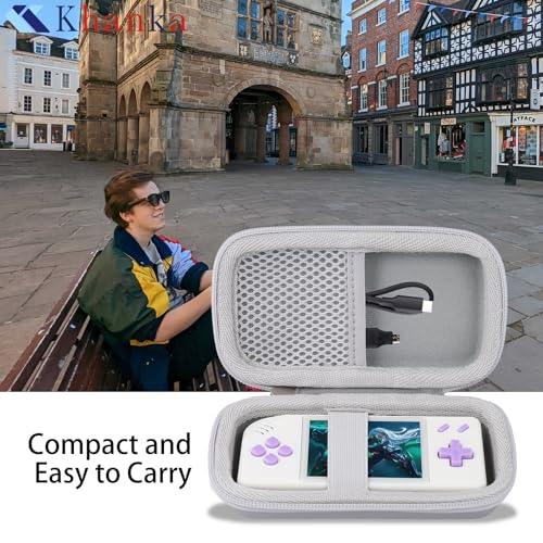 khanka Case for RG28XX Retro Handheld Game Console + HDMI Adapter,White | EVA Hard Shell, Mesh Pocket Accessory Storage, Portable Rope Attachment, Travel-Ready Gaming Storage, Protective Case Only