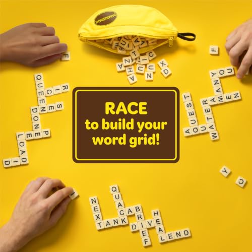 Bananagrams Classic Word Game, 144 Tiles in Banana Pouch, Travel Game | Fast-paced spelling & anagram game for 1-8 players; portable pouch, educational wordplay for kids and adults ages 7+ - style: Classic
