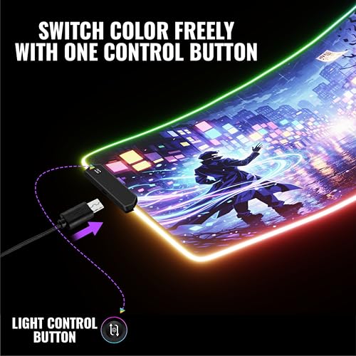 RGB Gaming Mouse Pad Large Extended Desk Mat 35.4x15.7in XXL XXXL Mousepad LED Light Up Keyboard Mat PC Gamer Desk Pad Gaming Accessories Extra Big Mouse Mats Full Desk Size - Arcane Rift - color: Arcane Rift