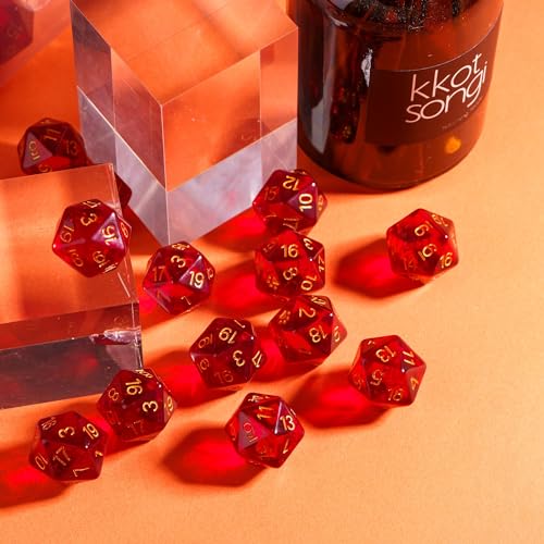 10 Pack Red D20 Dice, Set of 10, 20 Sided Dice D20 Polyhedral Dice for DND RPG Tabletop Game - color: 10pcs D20 Red