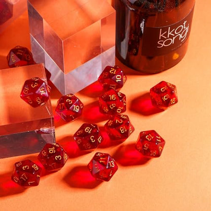 10-Pack D20 Dice Set Red 20 Sided Dice for DND RPG Tabletop Games | Leather Storage Bag, DM Gift, for Dungeons and Dragons Role Playing Games - color: 10pcs D20 Red