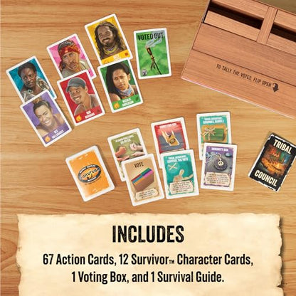Exploding Kittens Survivor The Tribe Has Spoken, 3-6 Players, Ages 8+ | In the official Survivor card game Build alliances, find immunity idols, and vote rivals out iI. Quick to learn, family fun - style: The Tribe Has Spoken