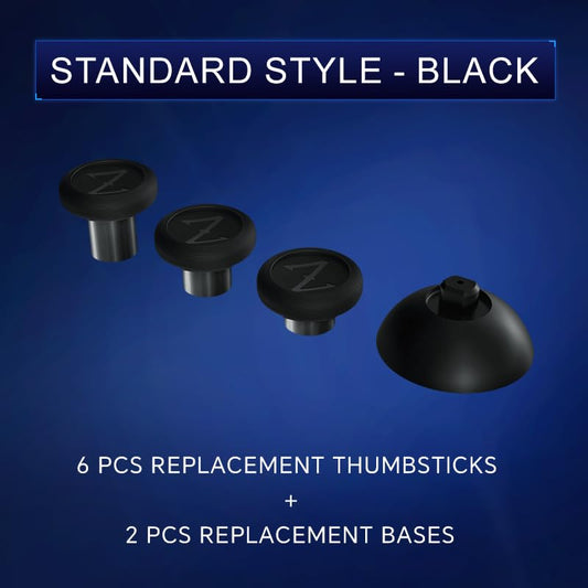 ZD Gaming C-Type Thumb Grip Replacement Kit, Standard/FPS/Arcade Joystick Caps with Replacement Bases, Non-Slip, Compatible with Xbox Series/Astro C40/8BitDo Controllers, Enhanced Precision for E-Sports Gaming & All Game Modes (Standard Style)-Black - col