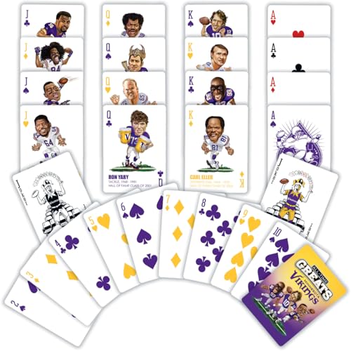 Masterpieces NFL Minnesota Vikings Playing Cards, Officially Licensed All Time Greats Deck, Premium Team Collectible Game Night Poker Play, MN Vikings Gifts Fans and Collectors, Tailgate Entertainment - style: Minnesota Vikings