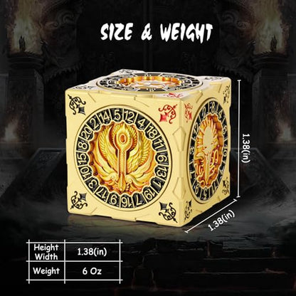 DNDND Luxury Gold Multi-Functional Spinner DND Dice – Premium D&D Monster Themed Metal Dice Cube for TTRPG, Dungeon Masters & RPG Collector's Gift (Gold) - color: Gold