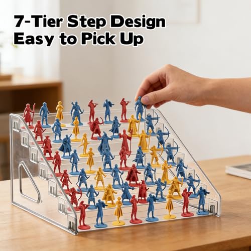 7-Tier Miniatures Storage Case Clear Acrylic Storage and Miniature Display Case Sturdy Miniature Storage Carrying Figure Case Miniatures Display Holder Compatible with D&D, 40k and More(Case Only)