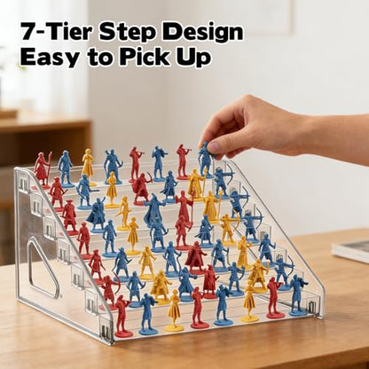 7-Tier Miniatures Storage Case Clear Acrylic Storage and Miniature Display Case Sturdy Miniature Storage Carrying Figure Case Miniatures Display Holder Compatible with D&D, 40k and More(Case Only)