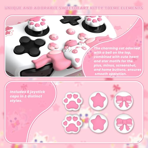 PlayVital Sweetheart Kitty Silicone Skin Compatible with Nintendo Switch Pro Controller Kawaii Anti-Slip Cover, Switch Pro Controller Joystick Grips & Protective Silicone Case - White - color: White