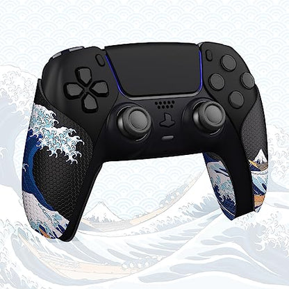 eXtremeRate PlayVital Anti-Skid Sweat-Absorbent Controller Grip for ps5 Controller, Professional Textured Soft Rubber Pads Handle Grips for ps5 Control - The Great Wave Off Kanagawa - color: The Great Wave Off Kanagawa