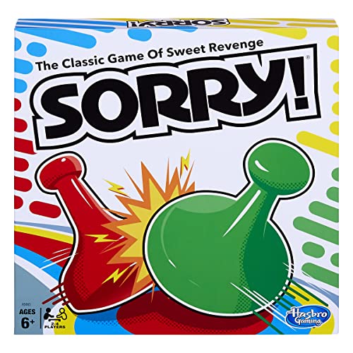 Sorry! Board Game for Kids Ages 6 and Up; Classic Hasbro Board Game; Each Player Gets 4 Pawns; Family Game