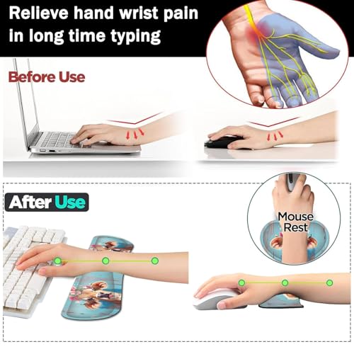 Large Gaming Mouse Pad+ Keyboard Wrist Rest Set, Ergonomics Memory Foam Mouse Mat Wrist Rest Support for Home Office, Waterproof Extended Mousepad 31.5x11.8in, Cute Cow Desk Pad - color: Yvb-mousepad-9-f-157
