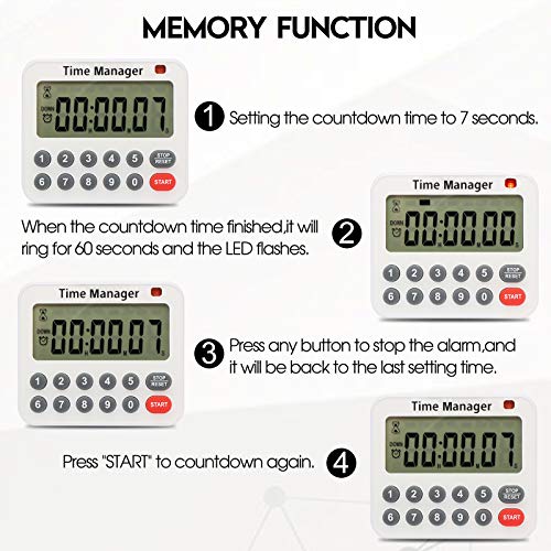 AIMILAR Magnetic Digital Kitchen Timer with Direct Numerical Keypad, Loud Alarm - 99Hr Countdown Count Up Timer for Cooking Baking Classroom, Batteries Included - color: Red-2