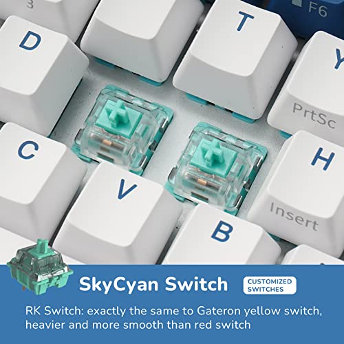 RK ROYAL KLUDGE RK61 Plus Wireless Mechanical Keyboard, 60% Percent Gaming Keyboard w/Bluetooth/2.4G/USB Wired, Hot Swappable PC Game Keyboards with USB Hub, Quiet Linear SkyCyan Switches, White