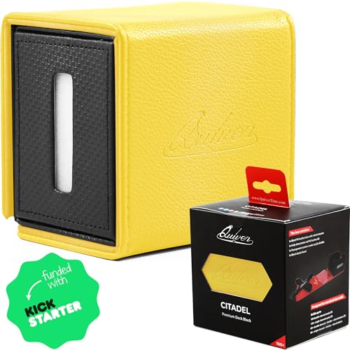 Quiver Time Yellow Citadel Deck Block for Magic: the Gathering Cards - TCG 100+ Premium Commander Deck Box, MTG Deck Box for Cards, Dice & Tokens, Custom Divider, Magnetic Closure - color: Yellow