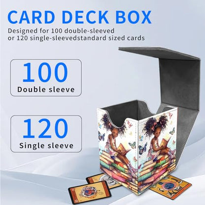 for MTG Deck Box, Commander Deck Case Fits 100 Double Sleeved Cards, PU Leather Storage Box, Compatible with Magic/TCG/PTCG/EDH/Sport Cards,American girl - color: American girl