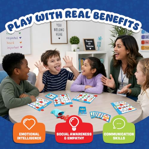 ThinkPsych Feelings Bingo | Act It Out Emotion Game | Social Emotional Learning | Play Therapy Games, Classrooms, and Family Game Night | Gift Idea for Kids Ages 5+ | 2-6 Players
