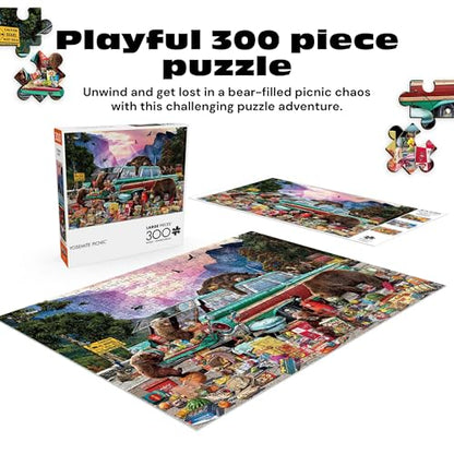 Buffalo Games - Yosemite Picnic - 300 Large Piece Jigsaw Puzzle for Adults | Art by Garry Walton, Made in USA, Easy-Grip Pieces, Recycled Board , Size: 21 x 15 in, With Poster, Frameable Art, Giftable - color: Yosemite Picnic