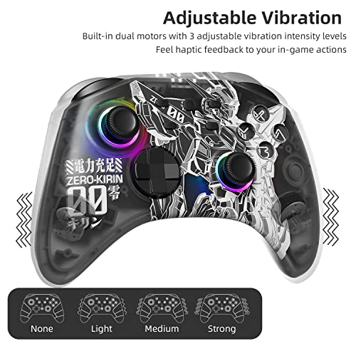 Mytrix Black Wireless Switch Controller for Nintendo Switch/OLED/Lite Steam Deck, Pro Controller with Hall Effect Joystick, Turbo, Motion, Vibration, Headphone Jack and Dynamic Joystick RGB Lighting, Zero-Kirin - color: Black