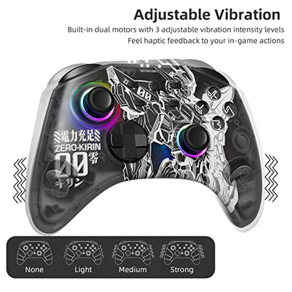 Mytrix Black Wireless Switch Controller for Nintendo Switch/OLED/Lite Steam Deck, Pro Controller with Hall Effect Joystick, Turbo, Motion, Vibration, Headphone Jack and Dynamic Joystick RGB Lighting, Zero-Kirin - color: Black