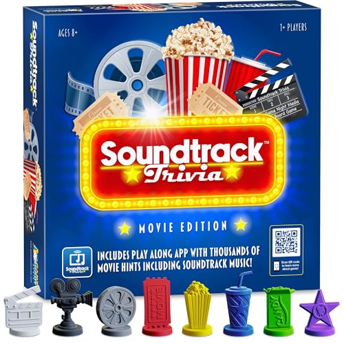 Soundtrack Trivia Movie Trivia Game for Adults | Name The Movie from a 15 Second Music Clip | Board Game for Adults, Kids, Ages 8+, 1 or More Players | Music Game with Companion App - style: Base Edition