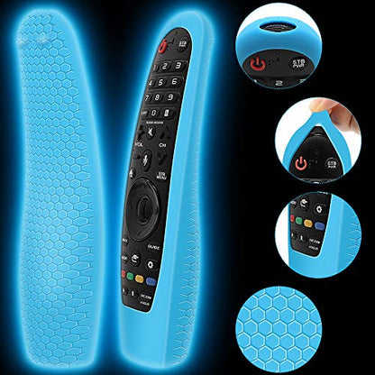 Remote Silicone Case Compatible with LG AN-MR19BA Smart TV Magic Remote Control, Shockproof Protective Cover for LG Smart TV Remote AN-MR18BA/AN-MR650/AN-MR600 (Glow Blue) - color: Glow Blue