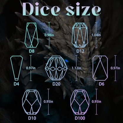 FONVGOGO Polyhedral Dice Set, DND Dice Set Resin Dungeons and Dragons Gifts Ideas Role Playing RPG Dice Cool Dice 7 Piece D20 D12 D10 D8 D6 D4（Blue and Purple） - color: S Blue and Purple