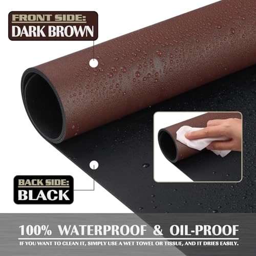K KNODEL Large Office Leather Desk Mat, Mouse and Keyboard Pad, Computer and Laptop Mat, Desktop Protector and Cover, Writing Pad and Blotter (35.4"x17", Dark Brown) - color: Dark Brown, size: 35.4" x 17"