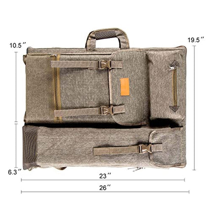 TRANSON Art Portfolio Case Artist Backpack Canvas Bag Large 26” x 19.5” - color: Khaki