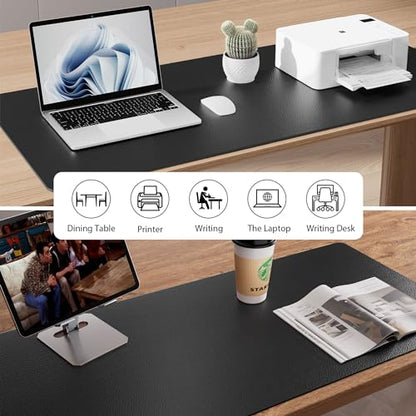 Aothia Faux Leather Desk Mat – Large Mouse Pad, Non-Slip PU Leather Blotter, Waterproof Writing Surface for Office and Home (Black, 47.2" x 23.6") - color: Black, size: 47.2" x 23.6"