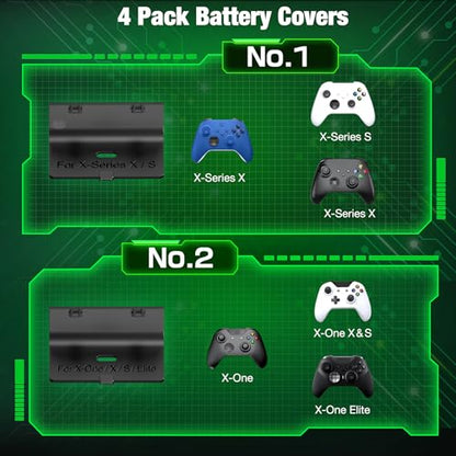 Charger Station Compatible with Xbox Controllers, 2x5520mWh Rechargeable Battery Pack for Xbox One/ Series X|S Controllers with Dual Charging Dock and 4 Covers for Xbox One Games