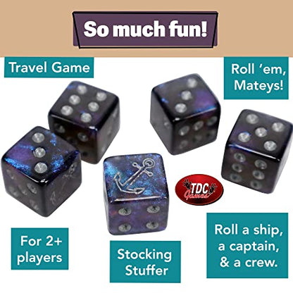 TDC Games Ship Captain Crew Dice Game, Great for Party Favors, Family and Travel Games, Dice Game for Adults - size: Small