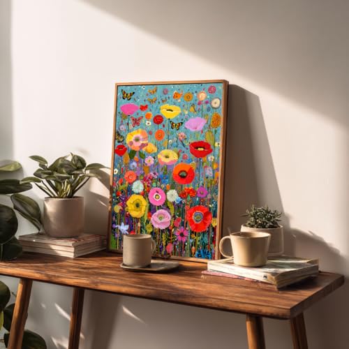 Bgraamiens 1000 Piece Jigsaw Puzzles for Adults – Maximalism Poppies and Butterflies – Bold Floral Arrangement with Vibrant Insects – Challenging Nature-Themed Gift - color: Maximalism Poppies and Butterflies