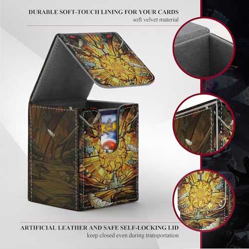 Card Deck Box for MTG Card Storage Box Holds 100 Plus Single Sleeved Cards with Trading Cards Games TCG Yugioh etc. (Yellow) - color: Yellow