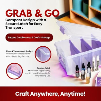 ArtBin Semi Satchel 휴대용 공예 정리함, 칸막이 3개 포함 - 미술 및 공예 용품을 위한 투명 플라스틱 보관 케이스 (4팩) - color: 퍼플., size: Pack of 4