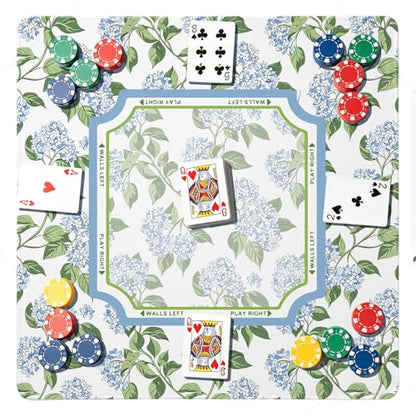 UTELKA Hydrangea Mahjong Mat, Blue Mahjong Mat with Rules 31.5 Inch | Mahjong Lovers Gifts, Summer Rubber Mahjong Table Cover, Blue and White Mahjong Game Pad, Mahjong Accessories Supplies - color: Blue Hydrangea