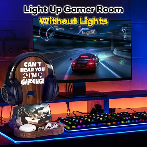 Slothoem - Gamer Gifts for Teenage Boy, Son, Boyfriend, Husband, Gamer Room Decor for Man, Teen Boy Gaming Accessories, Wooden Gaming Headset Stand